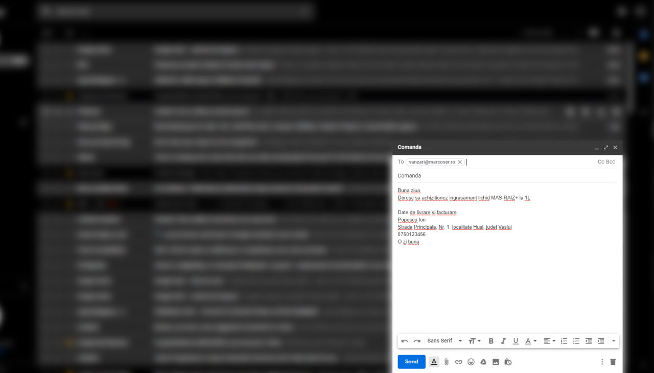 Comanda pe email Marcoser