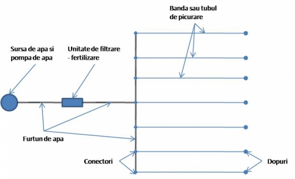 Schema instalatie de irigare prin picurare