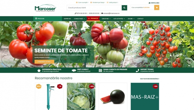 Design prima pagina a site-ului marcoser.ro
