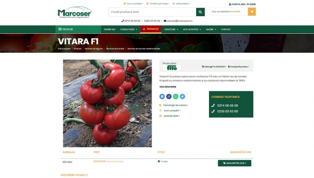 Pagina de produs a site-ului marcoser.ro
